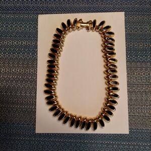 ERWIN PEARL GOLDTONE ONYX ENAMEL STATEMENT CHOKER NECKLACE - 1980s LIKE NEW!